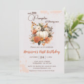 リトルカボチャ秋ワイルドフラワーパターン誕生日 招待状 (スタンド正面)