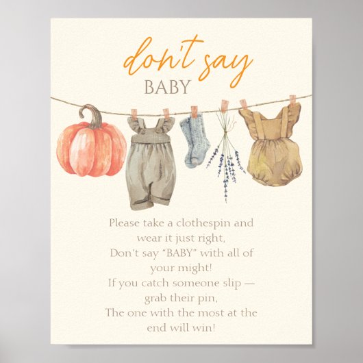 リトルカボチャ秋服の女の子言わないベビー ポスター (正面)