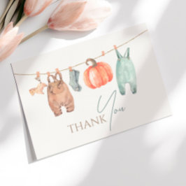 リトルカボチャ秋服ボーイベビーシャワー サンキューカード