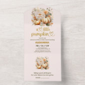 リトルカボチャ秋水カラーフローラベビーシャワー オールインワン招待状 (内側)