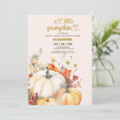 リトルカボチャ秋水カラーフローラベビーシャワー 招待状 (スタンド正面)