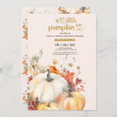 リトルカボチャ秋水カラーフローラベビーシャワー 招待状 (正面/裏面)