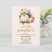 リトルカボチャ秋水カラーフローラベビーシャワー 招待状 (スタンド正面)