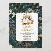 リトルカボチャ秋水カラーフローラベビーシャワー 招待状 (正面/裏面)