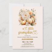 リトルカボチャ秋水カラーフローラベビーシャワー 招待状 (正面)