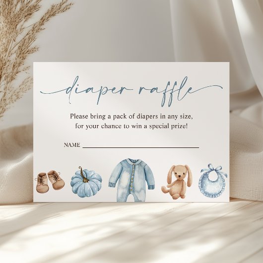 リトルカボチャ秋男の子の赤ちゃんシャワーおむつラッフル エンクロージャーカード