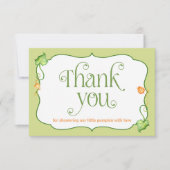 リトルカボチャ秋男女兼用ベビーシャワー サンキューカード (正面)