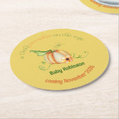 リトルカボチャ秋男女兼用ベビーシャワー ラウンドペーパーコースター (アングル)