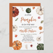 リトルカボチャ秋男女兼用ベビーシャワーInv 招待状 (正面/裏面)