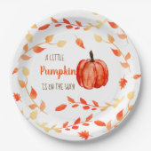 リトルカボチャ秋秋の赤ちゃんシャワーリースかわいい ペーパープレート (正面)