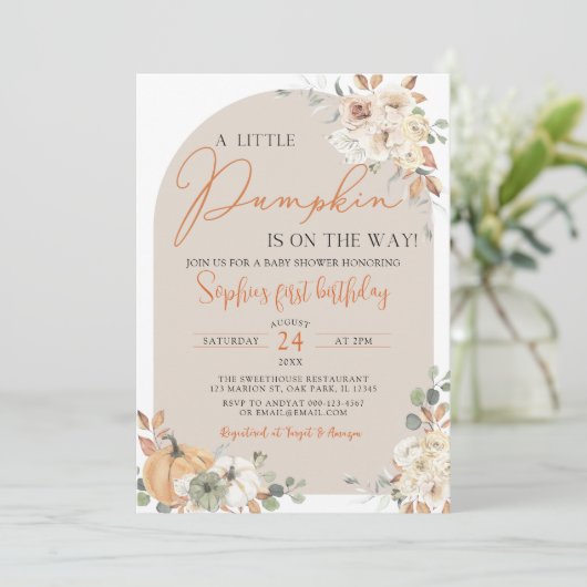 リトルカボチャ秋秋フローラ1st誕生日 招待状 (スタンド正面)