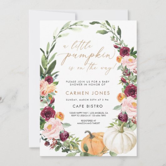 リトルカボチャ秋秋ベビーシャワー招待状 招待状 (正面)