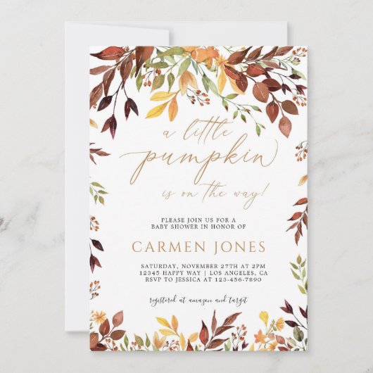 リトルカボチャ秋秋ベビーシャワー招待状 招待状 (正面)