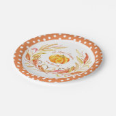 リトルカボチャ秋秋ベビーシャワー水玉模様 ペーパープレート (アングル)