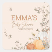 リトルカボチャ秋秋ベビーシャワー スクエアシール (正面)