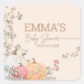 リトルカボチャ秋秋ベビーシャワー スクエアシール (正面)
