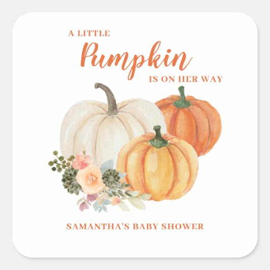 リトルカボチャ秋秋ベビーシャワー スクエアシール (正面)
