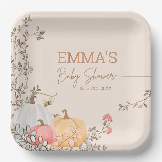 リトルカボチャ秋秋ベビーシャワー ペーパープレート (正面)