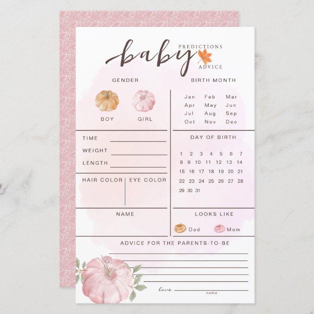 リトルカボチャ秋秋ベビー予測ゲーム (正面/裏面)