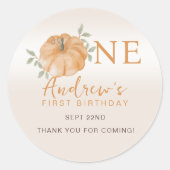 リトルカボチャ秋秋第1誕生日 ラウンドシール (正面)