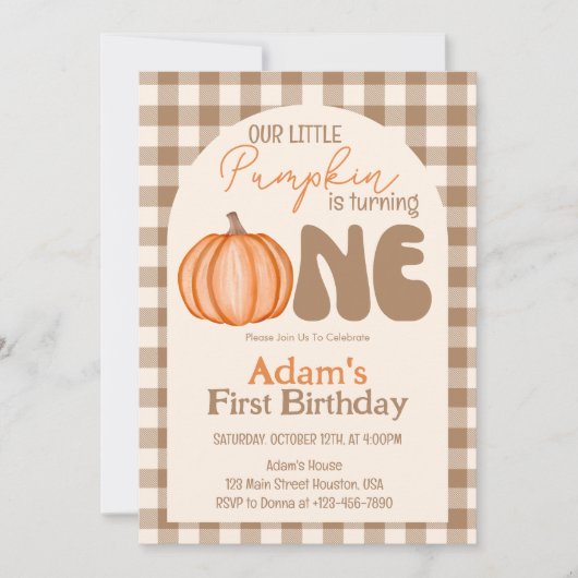 リトルカボチャ秋秋第1誕生日 招待状 (正面)
