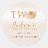 リトルカボチャ秋秋第2の2番目の誕生日 ラウンドシール (正面)