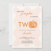 リトルカボチャ秋秋第2の2番目の誕生日 招待状 (正面)