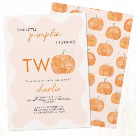 リトルカボチャ秋秋第2の2番目の誕生日 招待状