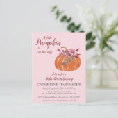 リトルカボチャ秋素朴の赤ちゃんシャワー葉書 ポストカード (スタンド正面)