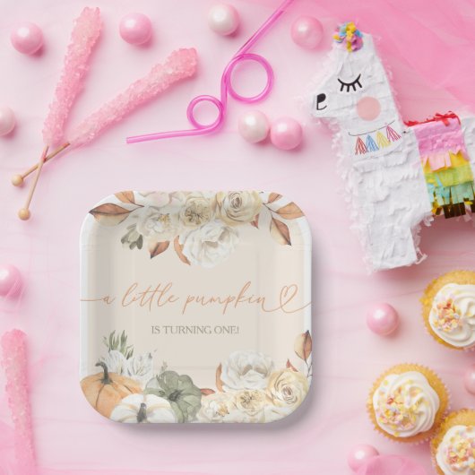 リトルカボチャ秋誕生日 ペーパープレート (パーティー)