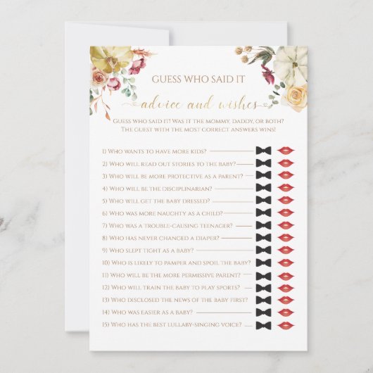 リトルカボチャ秋誰が赤ちゃんシャワーのゲームと言った 招待状 (正面)