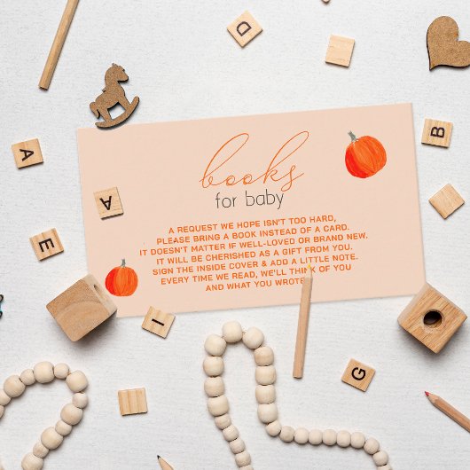リトルカボチャ秋赤ちゃんシャワーブックリクエスト エンクロージャーカード