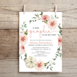 リトルカボチャ秋赤面ピンクフローラ緑 招待状