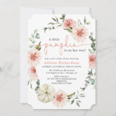 リトルカボチャ秋赤面ピンクフローラ緑 招待状 (正面)