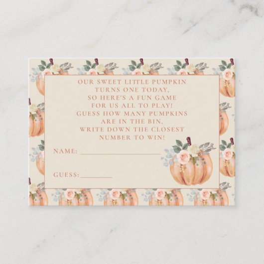 リトルカボチャ秋1st誕生日の推測ゲーム エンクロージャーカード (正面)