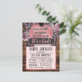 リトルカボチャ紅葉ピンクウッドベビーシャワー インビテーションポストカード (スタンド正面)