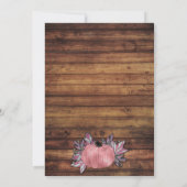 リトルカボチャ紅葉ピンクウッドベビーシャワー 招待状 (裏面)