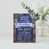 リトルカボチャ紅葉ブルーウッドベビーシャワー インビテーションポストカード (スタンド正面)