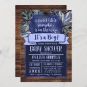 リトルカボチャ紅葉ブルーウッドベビーシャワー 招待状 (正面/裏面)