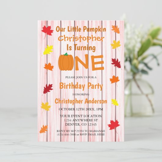 リトルカボチャ紅葉誕生日 招待状 (スタンド正面)