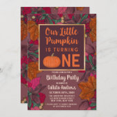 リトルカボチャ紅葉&ベリー誕生日 招待状 (正面/裏面)