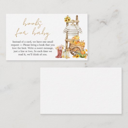リトルカボチャ素朴の赤ちゃんシャワーベビー用の本 エンクロージャーカード (正面/裏面)