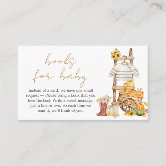 リトルカボチャ素朴の赤ちゃんシャワーベビー用の本 エンクロージャーカード (正面)