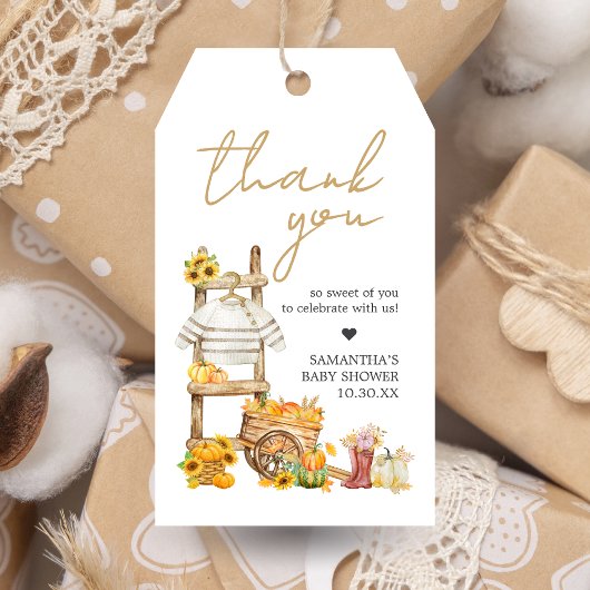 リトルカボチャ素朴の赤ちゃんシャワーメッセージカード ギフトタグ