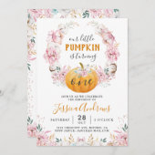 リトルカボチャ素朴コットンフローラファースト誕生日 招待状 (正面/裏面)