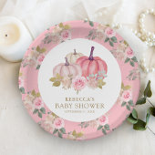 リトルカボチャ素朴ピンク金ゴールドフローラ赤ちゃんシャワー ペーパープレート