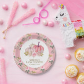 リトルカボチャ素朴ピンク金ゴールドフローラ赤ちゃんシャワー ペーパープレート (パーティー)