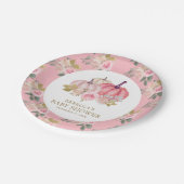 リトルカボチャ素朴ピンク金ゴールドフローラ赤ちゃんシャワー ペーパープレート (アングル)