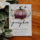 リトルカボチャ素朴ピンク金ゴールド赤ちゃんシャワー 招待状