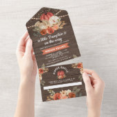 リトルカボチャ素朴ンウッドテラコッタベビーシャワー オールインワン招待状 (貼ってはがせる)